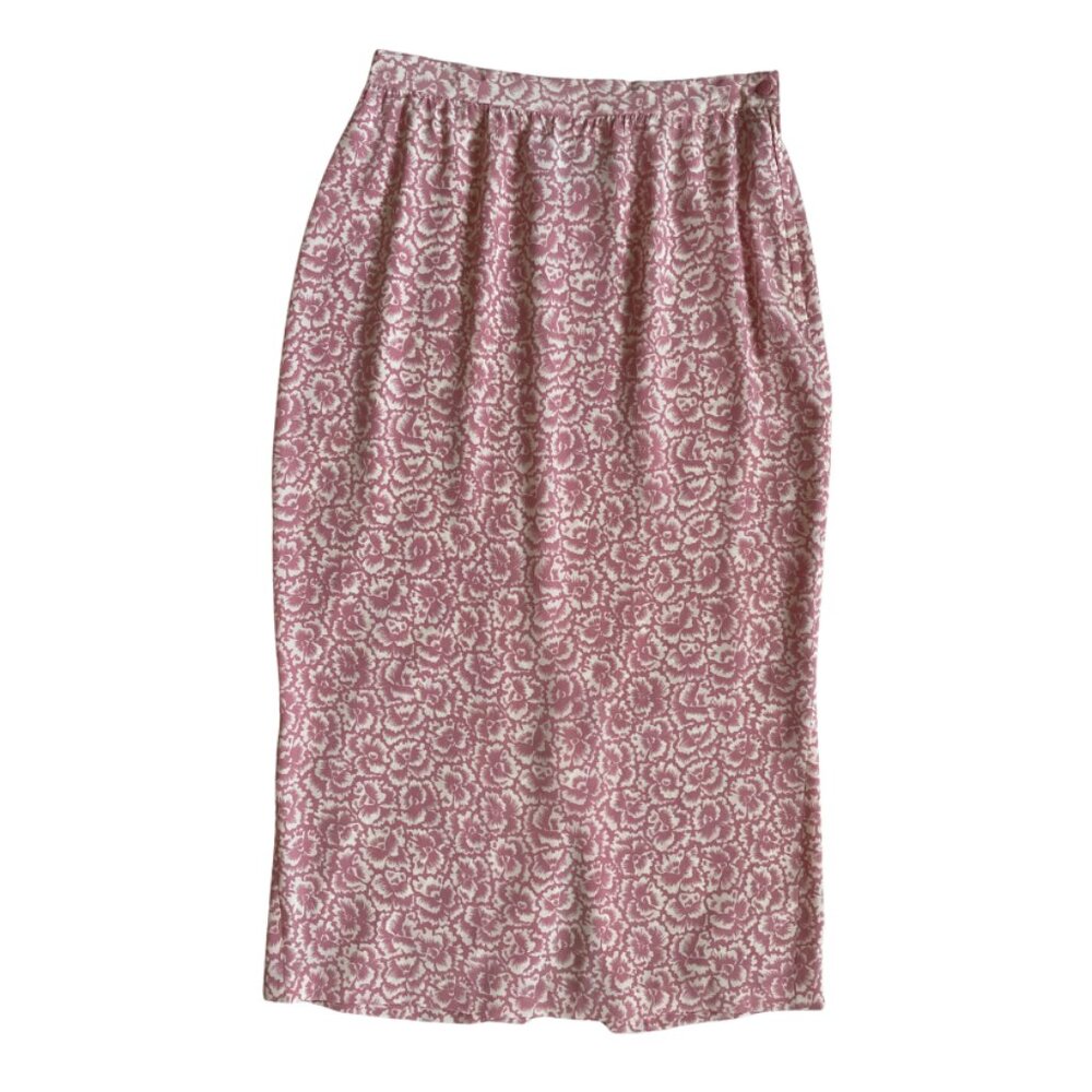 Vintage Adrienne Vittadini Silk Pink & White Floral Skirt Size 10